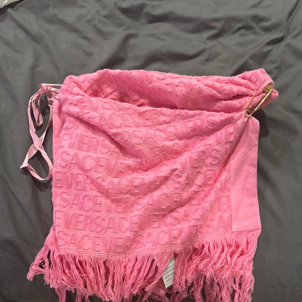 Versace Pink Swim Coverup with Fringe